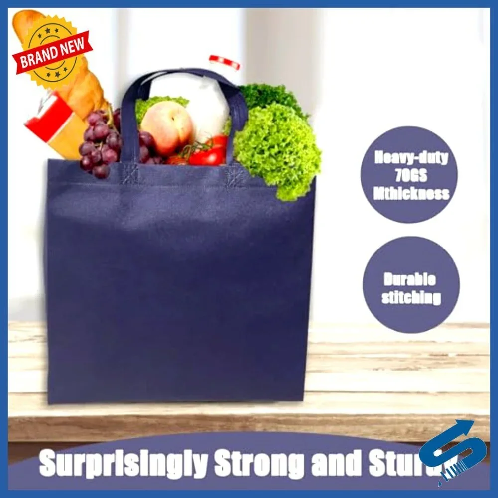Reusable Foldable Tote Bags Non-Woven Grocery Shopping Bulk Pack Eco-Friendly